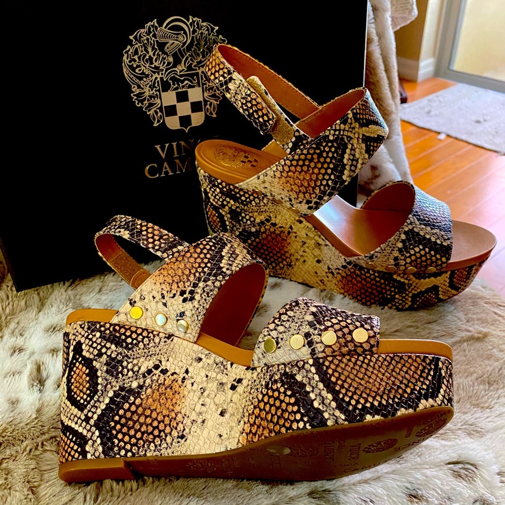 Vince Camuto Spiced Sand Snake Wedges